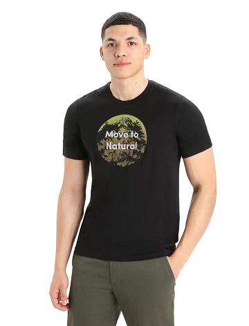 Black Icebreaker Merino Tech Lite II Short Sleeve Natural Alps Men's T Shirts | AU 1193LISH